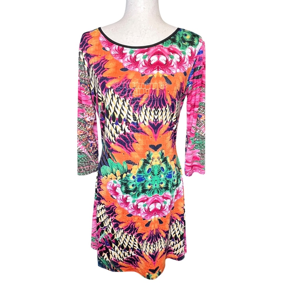 LTX‎ Sportswear Fit Flare Dress Women Med Peacock Y2K Psychedelic Skater ALTERED
